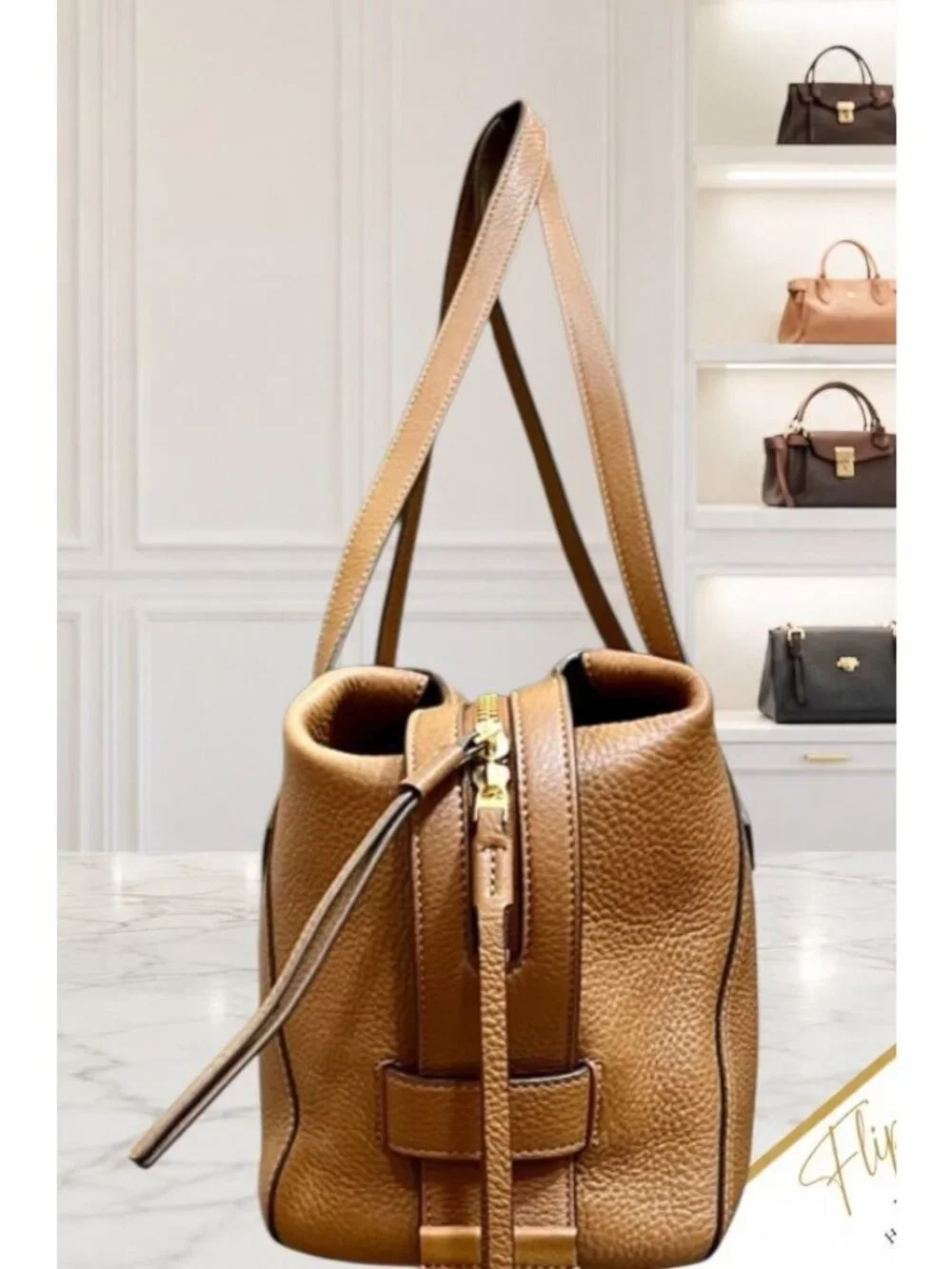 AUTHENTIC TORY BURCH CAMEL BROWN PERRY SATCHEL HANDBAG